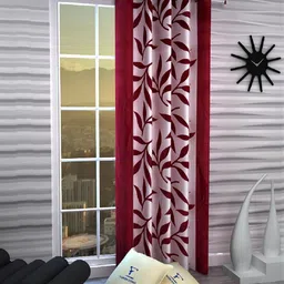 fashion string 213 cm (7 ft) Door Polyester Semi Transparent Curtain Single Curtain-picture-26