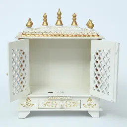 d'dass Red & Gold Sheesham Wood & MDF Wall Mounted Mandir With Door image 5