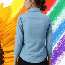 houseofcommon Women Regular Fit Solid Button Down Collar Casual Shirt image 2