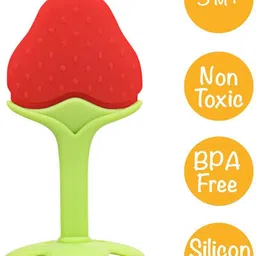 mastela Silicone BPA Free Fruit Shape Teethers for Baby/Infants/Children (Strawberry) Teether-picture-21