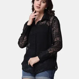 metronaut Women Regular Fit Printed Spread Collar Casual Shirt image 4