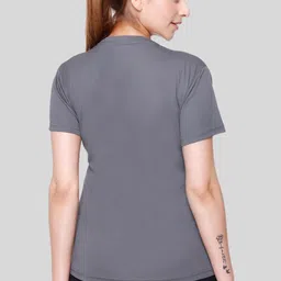 white moon Pack of 2 Women Colorblock Round Neck Polyester Grey, Pink T-Shirt image 2