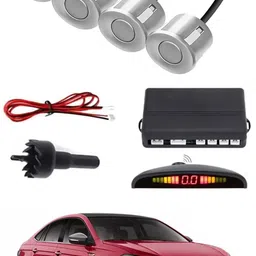 intenzo Universal 4 Silver Reverse Parking Sensor With LED Display For Cars-298 Safety of Passengers/Car One Alarm Kit-397 Parking Sensor-picture-26