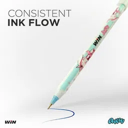 win Aww 100 Blue Pens , Jar | Cute Design | 0.7 mm Tip | Smooth Writing | Stationery Ball Pen image 5