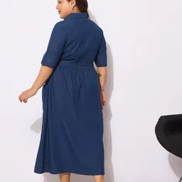 sassafras curve Women A-line Dark Blue Midi/Calf Length Dress image 5
