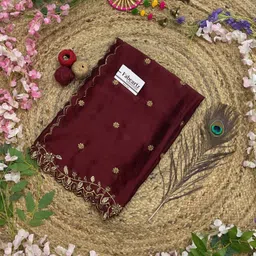 payu Art Silk Embroidered Maroon Women Dupatta-picture-13