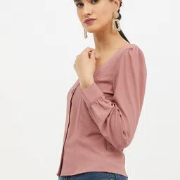harpa Casual Regular Sleeves Solid Women Pink Top image 4