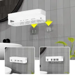 vrdh Self Adhesive Wall Hanging BATHROOM floating Shelf (pack of 2) 1.461 Plastic Wall Shelf image 3