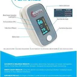 Microtek Heart Rate Monitor & Blood Oxygen Saturation Monitor Fingertip Pulse Oximeter image 5