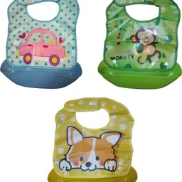 sbts baby plastic button bib/appron with trey combo set - yellow, green, pink-picture-13