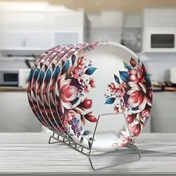 kitchrox Melamine Floral Round Full Plates Perfect for Kitchen Utensils and Snacks Dinner Plate image 1