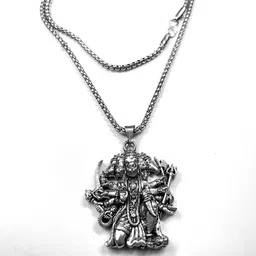 divine rudras God Panchmukhi Hanuman Ji Locket for Men & Women Pure Silver image 1