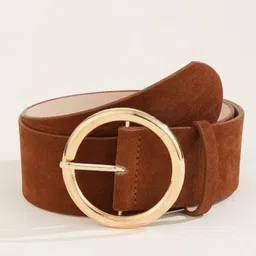 hapani fashion Women Casual Gold, Tan Genuine Leather, Metal Reversible Belt image 3
