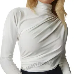 sightbomb Party Extended Sleeves Solid Women White Top image 4