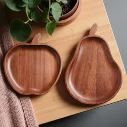 indian wood export Fruit Shaped Serving Plates Tray image 1