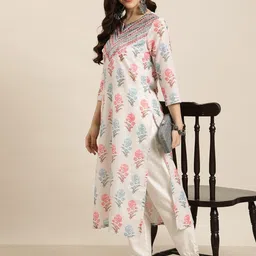 bkapparels Women Chikan Embroidery Viscose Rayon Straight Kurta image 3