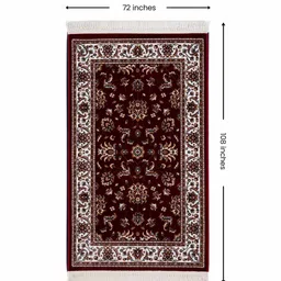 sapana carpet-mats Burgundy & Cream Traditional Polyester 6 x 9 Feet Machine Made Carpet image 2