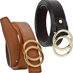 sunshopping Women Formal Black, Brown Synthetic Belt image 1