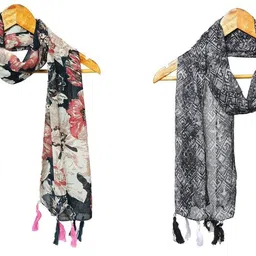 mss fashion Printed Chiffon Women Multicolor Stole, Scarf, Fancy Scarf-picture-33