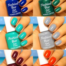 Gel Finish Power Lasting six nail polish shades collection Set No.P491 Multicolor-image-92