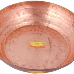 shivshakti arts Pure Copper Laddu Gopal Bath Taman, Tokkri, Parat, Platter - Designer - Big, 10 Inch Tray image 3