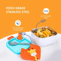 rabitat Lunchmate Mini Stainless Steel Lunch Box with Spoon 1 Containers Lunch Box image 3