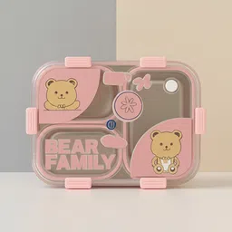 vrjk Kawaii Bear Family 3 Compartment Stainless Steel Lunch Box With Spoon & Fork A67 3 Containers Lunch Box-picture-43