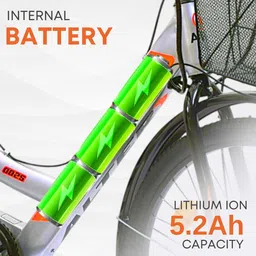 alter 26" 002S-FLY MODEL ELECTRIC CYCLE,95% PRE-ASSEMBLED WITH CHARGER (Grey & Orange) 26 inches Single Speed Lithium-ion (Li-ion) Electric Cycle image 3