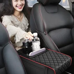 huuso Car Console X5 with Cup Holders, Mobile Phone Slot, Side Pockets & Storage Box Car Armrest Pad Cushion image 2