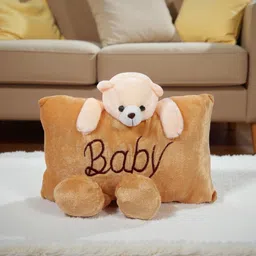 aipom Polyester Fibre Baby Pillow Pack of 1 Animals Soft Teddy Bear Baby Pillow – Cute Plush Cushion for Kids & Newborns image 1