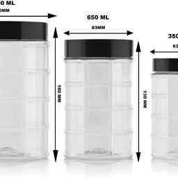 shivayecomm Plastic Grocery Container - 1200 ml, 650 ml, 350 ml image 3