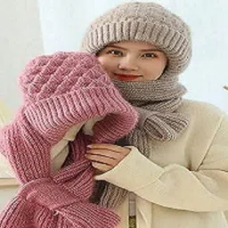 Kavid Winter Knit Hat and Scarf Soft and Warm Woolen Cap with Matching Neck Scarf image 3