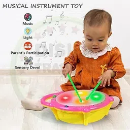 anmolg Musical 3D Flash Drum Toy for Kids Drum with Light Up Educational Toy Rattle image 2