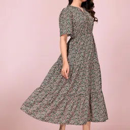 glam couture Women Fit and Flare Black Midi/Calf Length Dress image 4