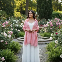 queen silk Silk Blend Solid Pink Women Dupatta image 1