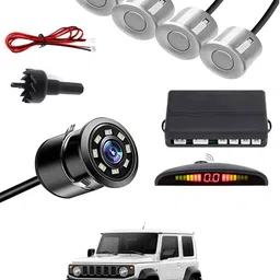 maties Car Parking Sensors - Set of 4 with Reverse Parking Camera (Silver)-160 Reversing Electromagnetic Parking Sensors With Camera-160 Parking Sensor image 1