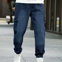 eyebogler Men Loose Fit Mid Rise Blue Jeans image 4