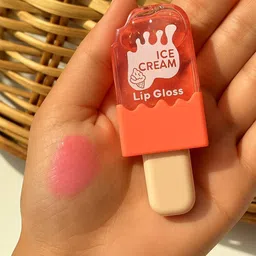 fozzby Ice Cream & Gloss Stick Liquid Lip Gloss Set with 2in1 Keychain Teddy Lipstick image 2