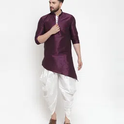 Men Art Silk Kurta Dhoti Pant Set-image-33