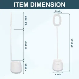 akr Rocklight Touch On/Off Switch LED Desk Lamp Study Lamp (21 cm, White, Beige) Study Lamp image 3