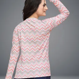 vghc fashion Women Printed Round Neck Polyester Beige T-Shirt image 2