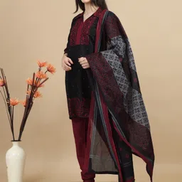 miraan Unstitched Cotton Blend Salwar Suit Material Polka Print image 3