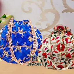 jivon Women Blue, Multicolor Potli-picture-17