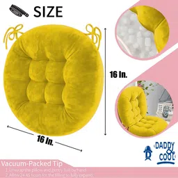 daddy cool Microfibre Cushion Pack of 2 Solid Round Velvet Cushion 16x16 Inch image 4
