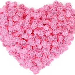 satyam kraft 50 Pcs Artificial Rose Foam Flowers Pink Rose Water floating Flowers Pink Rose Artificial Flower image 4