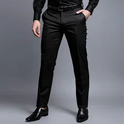 axolotl Men Regular Fit Black Polycotton Trousers image 1