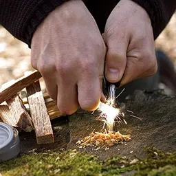 edust HeavyDuty BigSize MagnesiumRod FireStarter with Metallic Multifunctional Scraper Flintsteel & Magnesium Fire Starter Striker Included image 4
