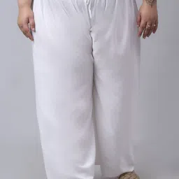 style access Women Relaxed White Viscose Rayon Trousers-picture-10