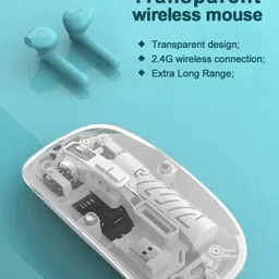 JAXTER Pureview Transparent Wireless and Bluetooth Rechargeable Mouse Wireless OpticalGaming Mousewith Bluetooth image 3