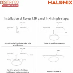 halonix Cosma Neo Square Led Downlighter 6W White cutout size 90mm x 90mm Pack 6 Recessed Ceiling Lamp image 4
